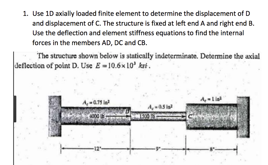 Solved 1. Use 1D axially loaded finite element to determine | Chegg.com