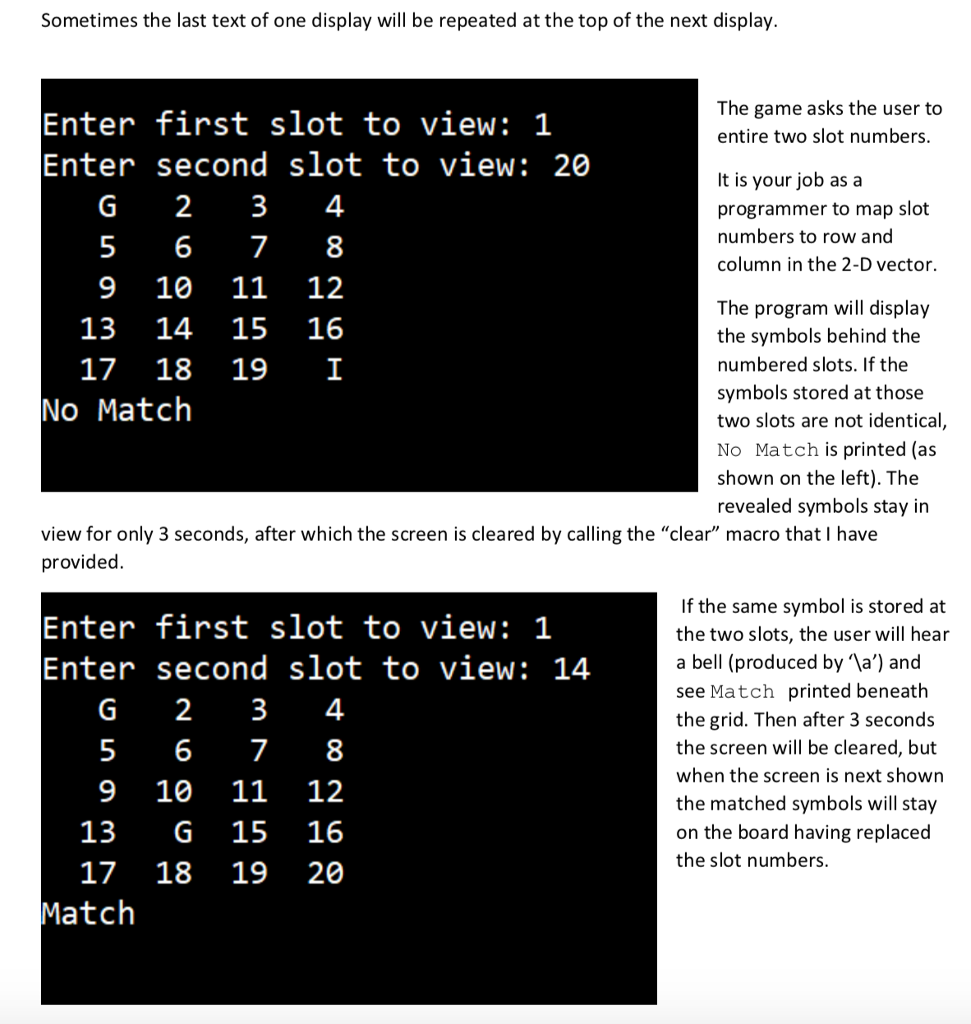 Implementing a match game. In c Pairs of symbols Chegg