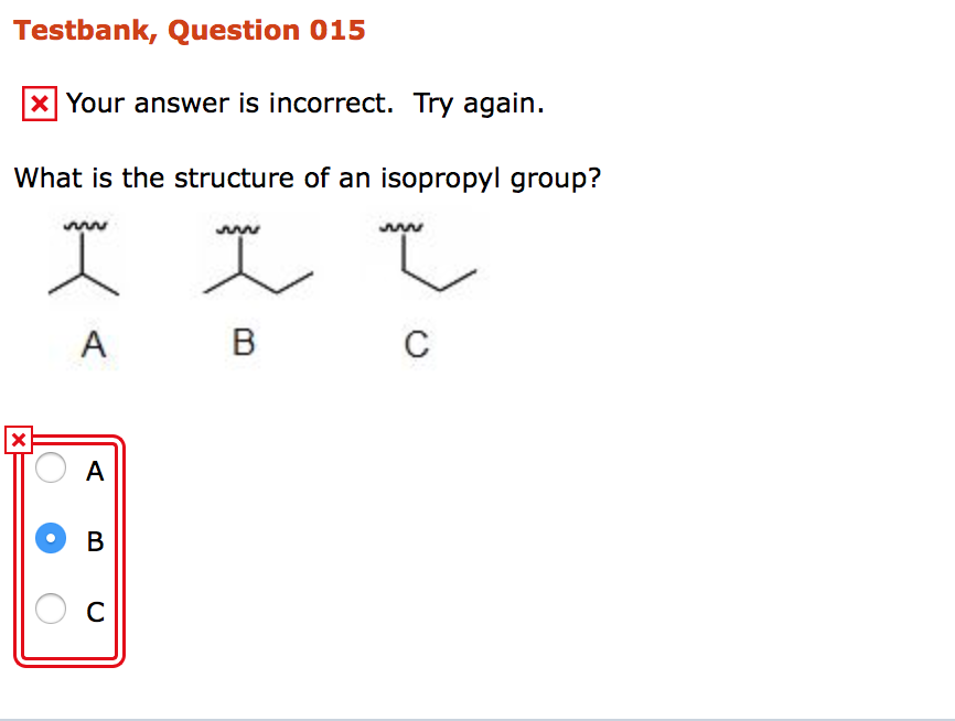 Solved What is the structure of an isopropyl group?