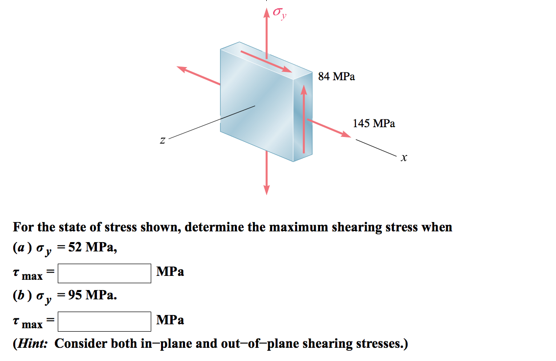 Solved For the state of stress shown, determine the | Chegg.com