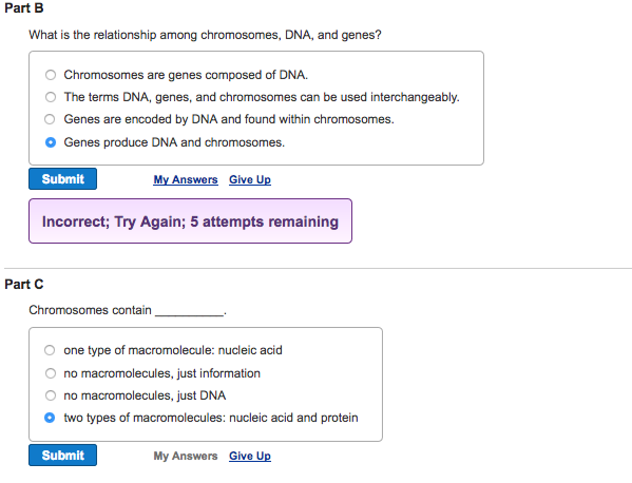 Solved Part B What is the relationship among chromosomes, | Chegg.com