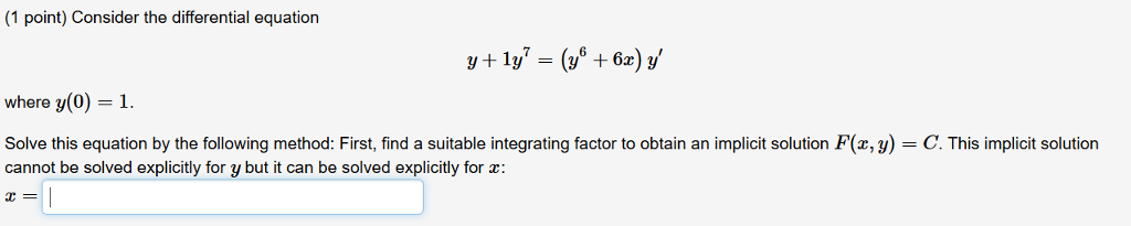 Solved (1 point) Consider the differential equation where | Chegg.com