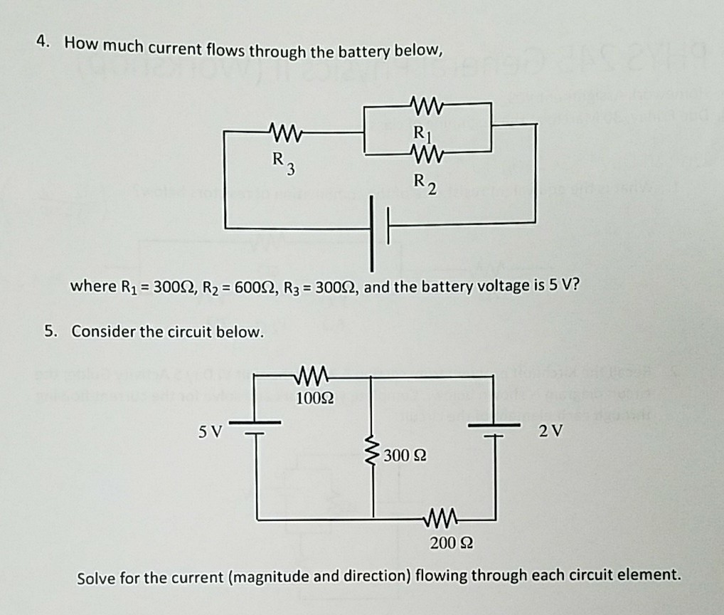 Solved 4. How much current flows through the battery below