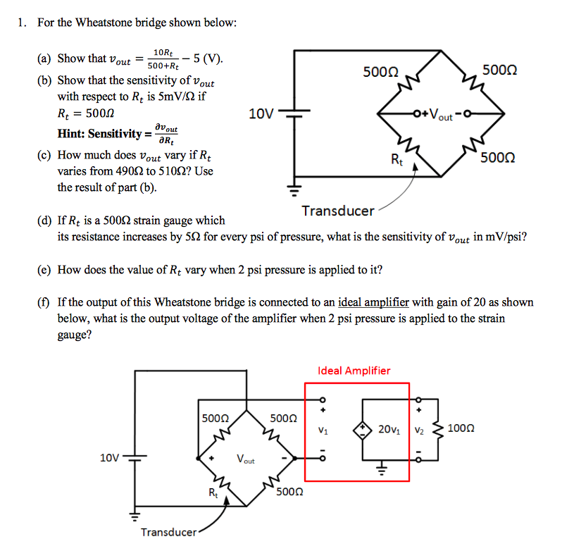 Solved For The Wheatstone Bridge Shown Below: Show That | Chegg.com