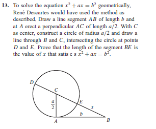 Solved To solve the equation x^2 + ax = b^2 geometrically, | Chegg.com