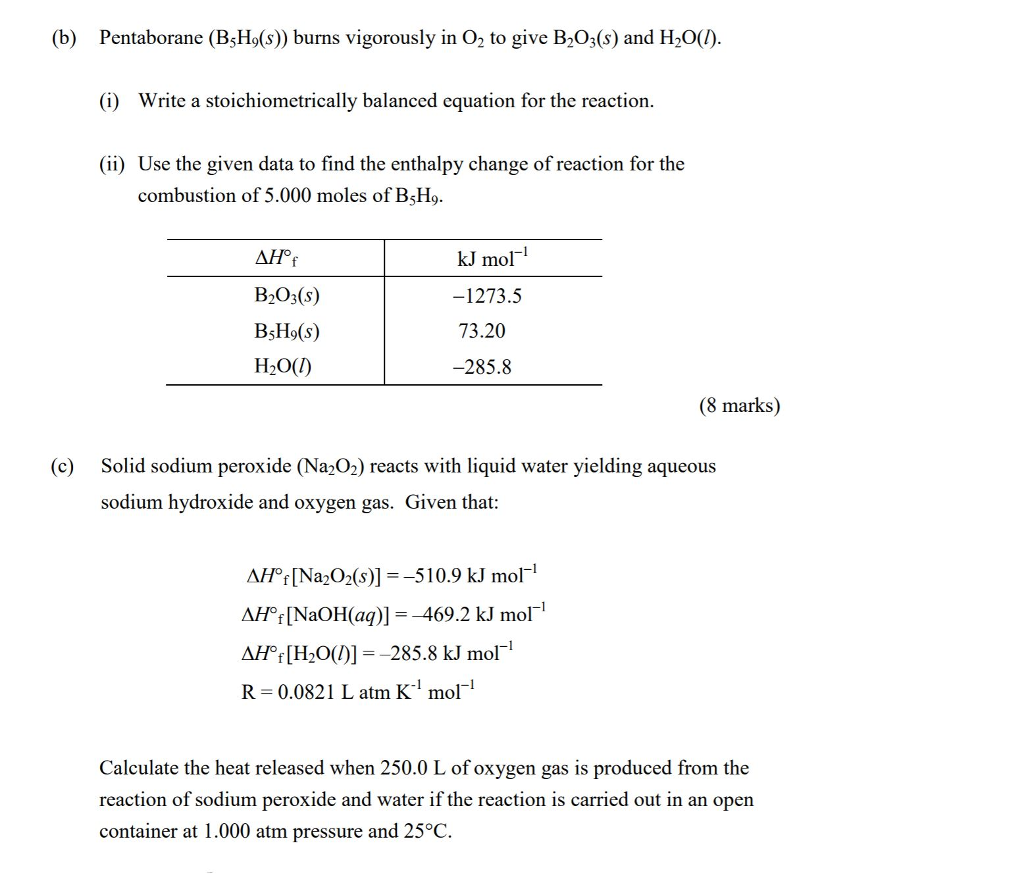 Solved Pentaborane (BsHo(s)) burns vigorously in O2 to give | Chegg.com