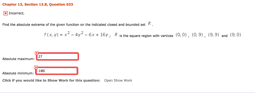 Solved Find The Absolute Extrema Of The Given Function On