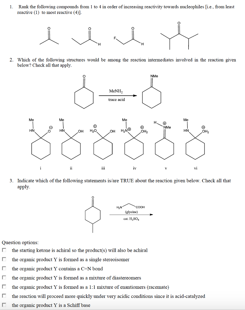 Solved Rank the following compounds from 1 to 4 in order of | Chegg.com