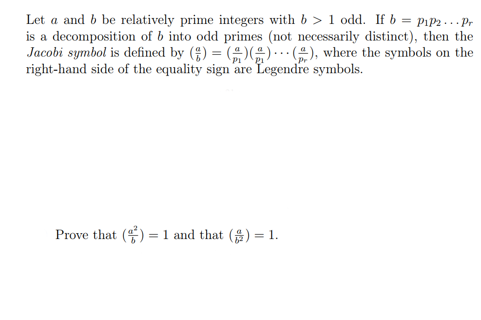 Solved Let A And B Be Relatively Prime Integers With B 〉 L | Chegg.com