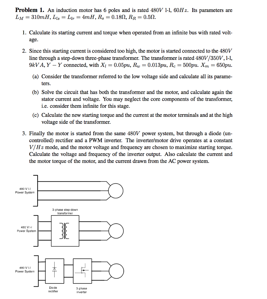 Solved An induction motor has 6 poles and is rated 480V 1-1, | Chegg.com