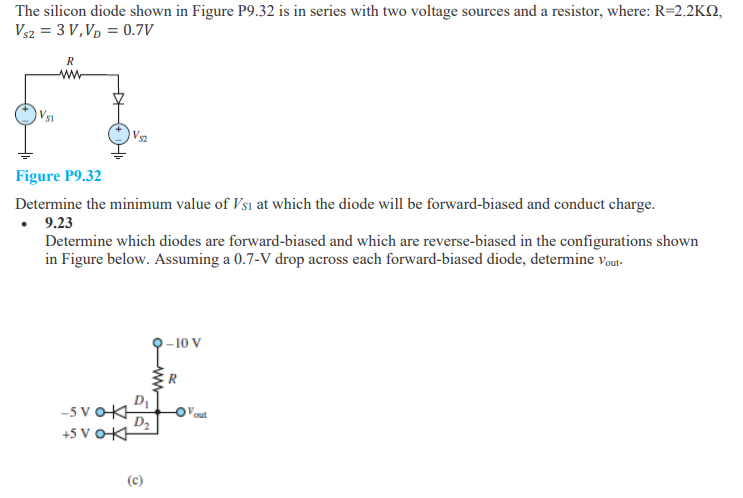 Solved The silicon diode shown in Figure P9.32 is in series | Chegg.com