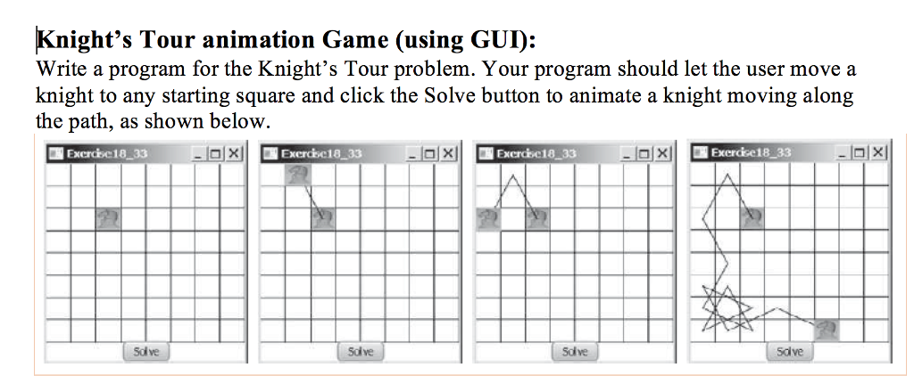 Solved Write a program for the Knight's Tour problem. Your | Chegg.com