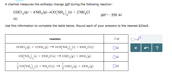 Solved A chemist measures the enthalpy change during the | Chegg.com