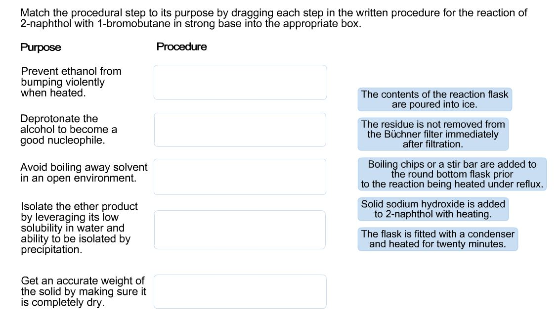 Solved Match the procedural step to its purpose by dragging | Chegg.com