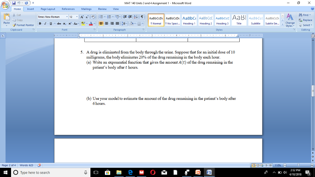 Solved MAT 140 Units 3 and 4 Assignment1 Microsoft Wored | Chegg.com