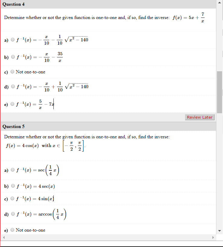 Solved Question 4 Determine whether or not the given | Chegg.com