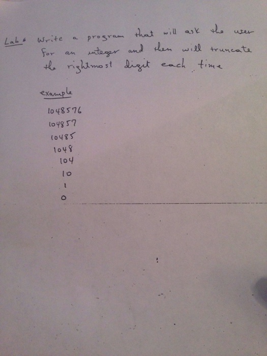 Solved Write a program that will ask the user for an integer | Chegg.com