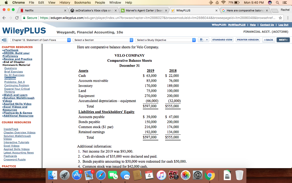 Solved: Here Are Comparative Balance Sheets For Velo Compa... | Chegg.com