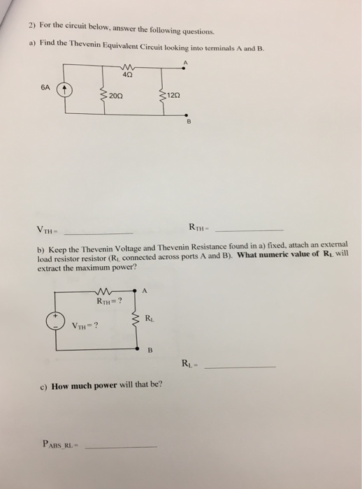 Solved For the circuit below, answer the following | Chegg.com
