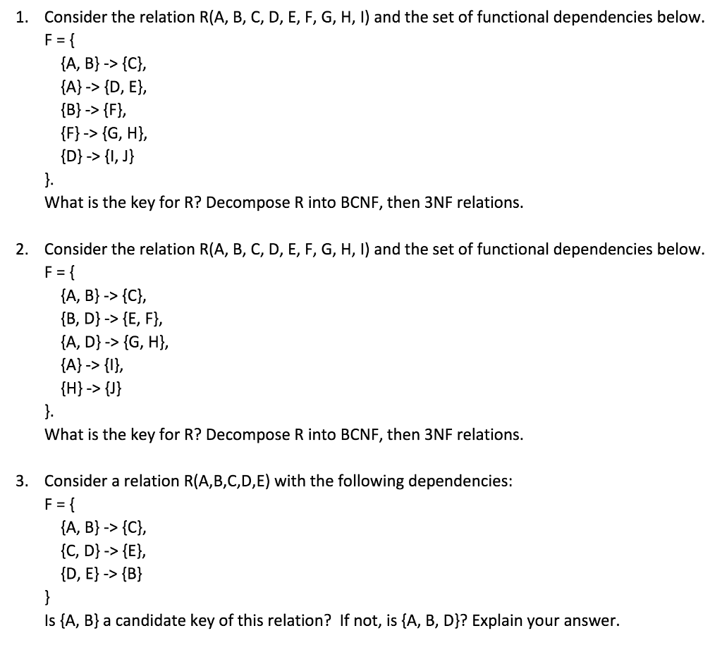 Consider The Relation R(A, B, C, D, E, F, G, H, I) | Chegg.com