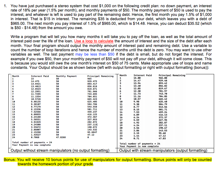 Solved 1. You have just purchased a stereo system that cost