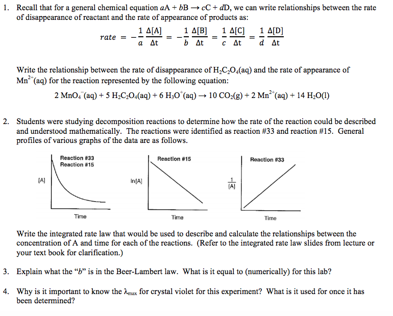 Solved Recall That For A General Chemical Equation We Can Chegg