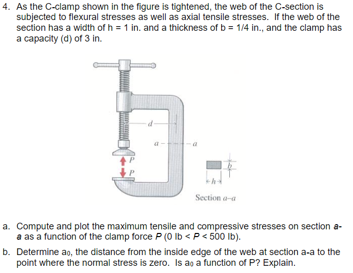 Solved 4. As the Cclamp shown in the figure is tightened,