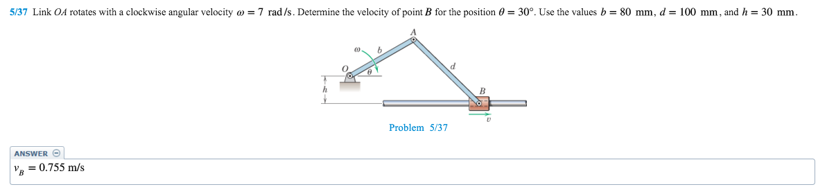 Solved Link oA rotates with a clockwise angular velocity | Chegg.com