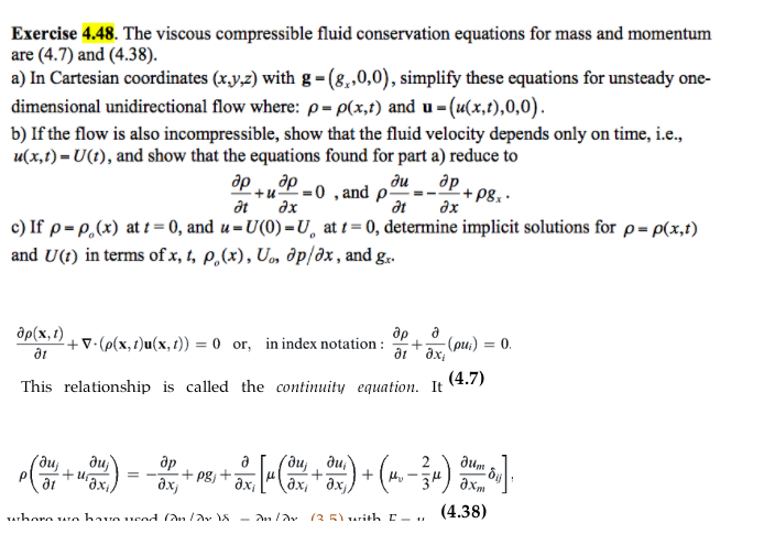 Solved The Viscous Compressible Fluid Conservation Equations | Chegg.com