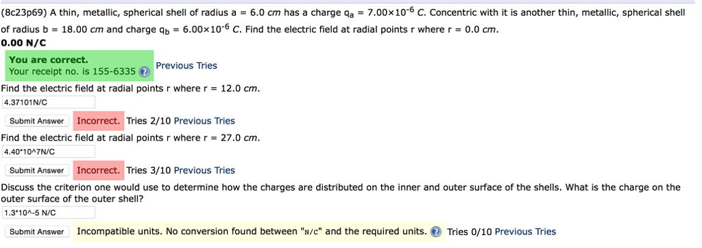 Solved (8c23p69) A thin, metallic, spherical shell of radius | Chegg.com