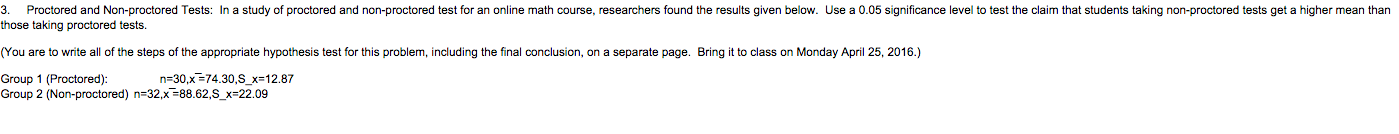 Solved Proctored And Non Proctored Tests In A Study Of Chegg Solved Proctored And Non Proctored Tests In A Study Of Chegg
