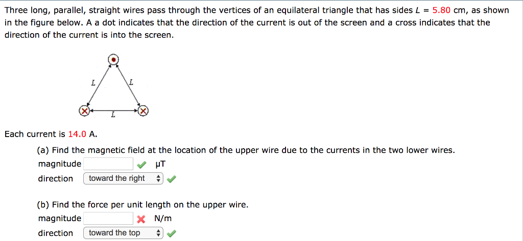 Solved Three Long, Parallel, Straight Wires Pass Through The | Chegg.com