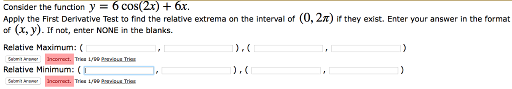 Solved Consider the function y = cos(2x Apply the First | Chegg.com