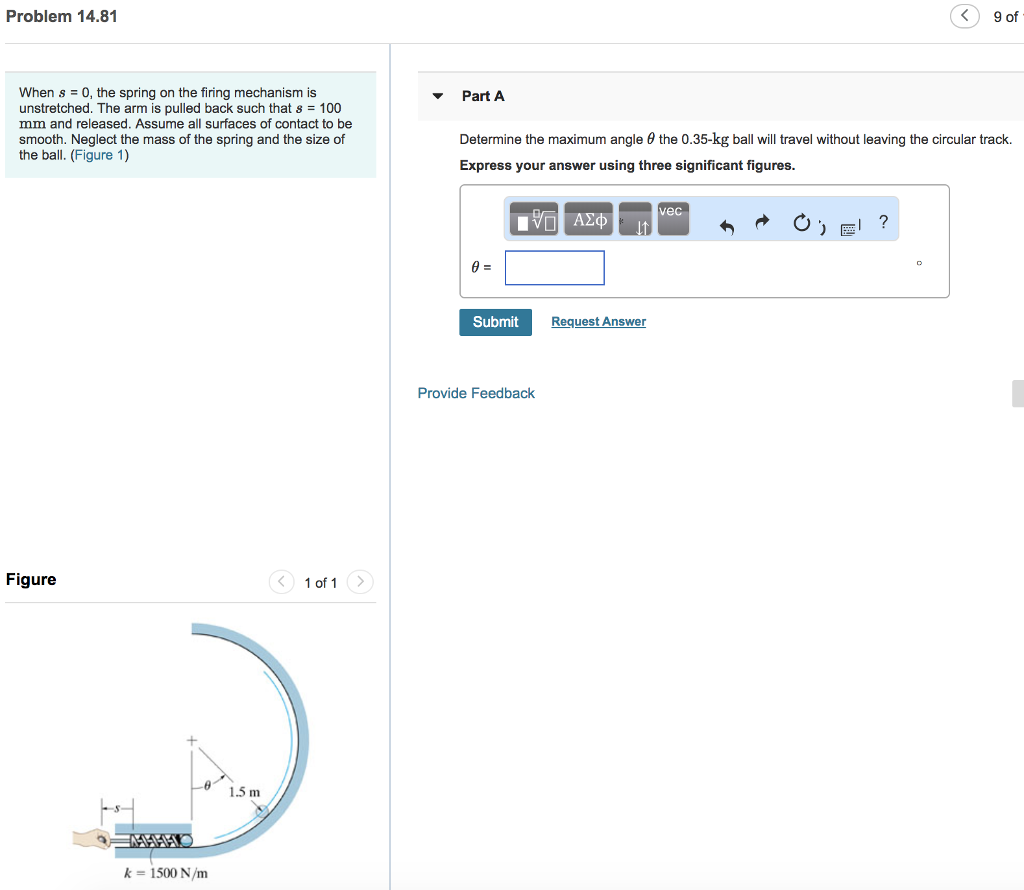 Solved Problem 14.81 9 of When s 0, the spring on the firing | Chegg.com