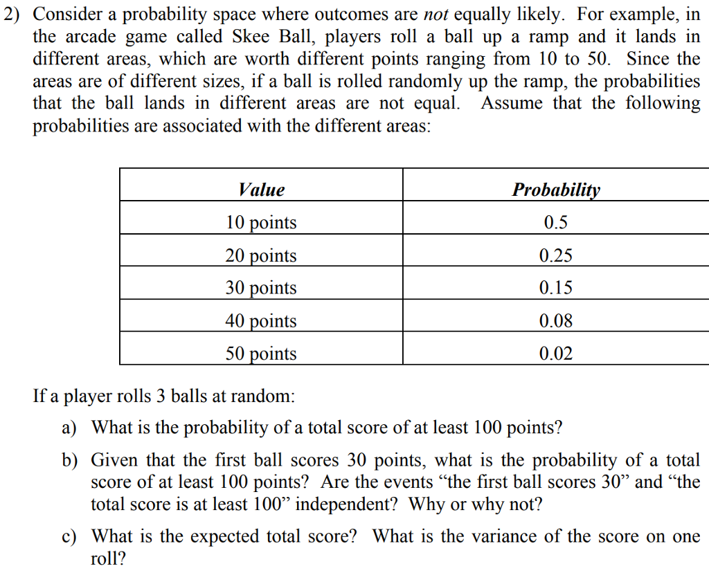 Solved 2) Consider a probability space where are