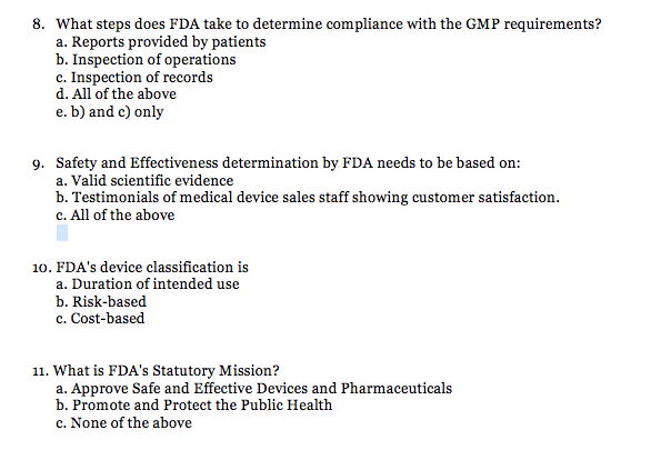 Solved What steps does FDA take to determine compliance with | Chegg.com