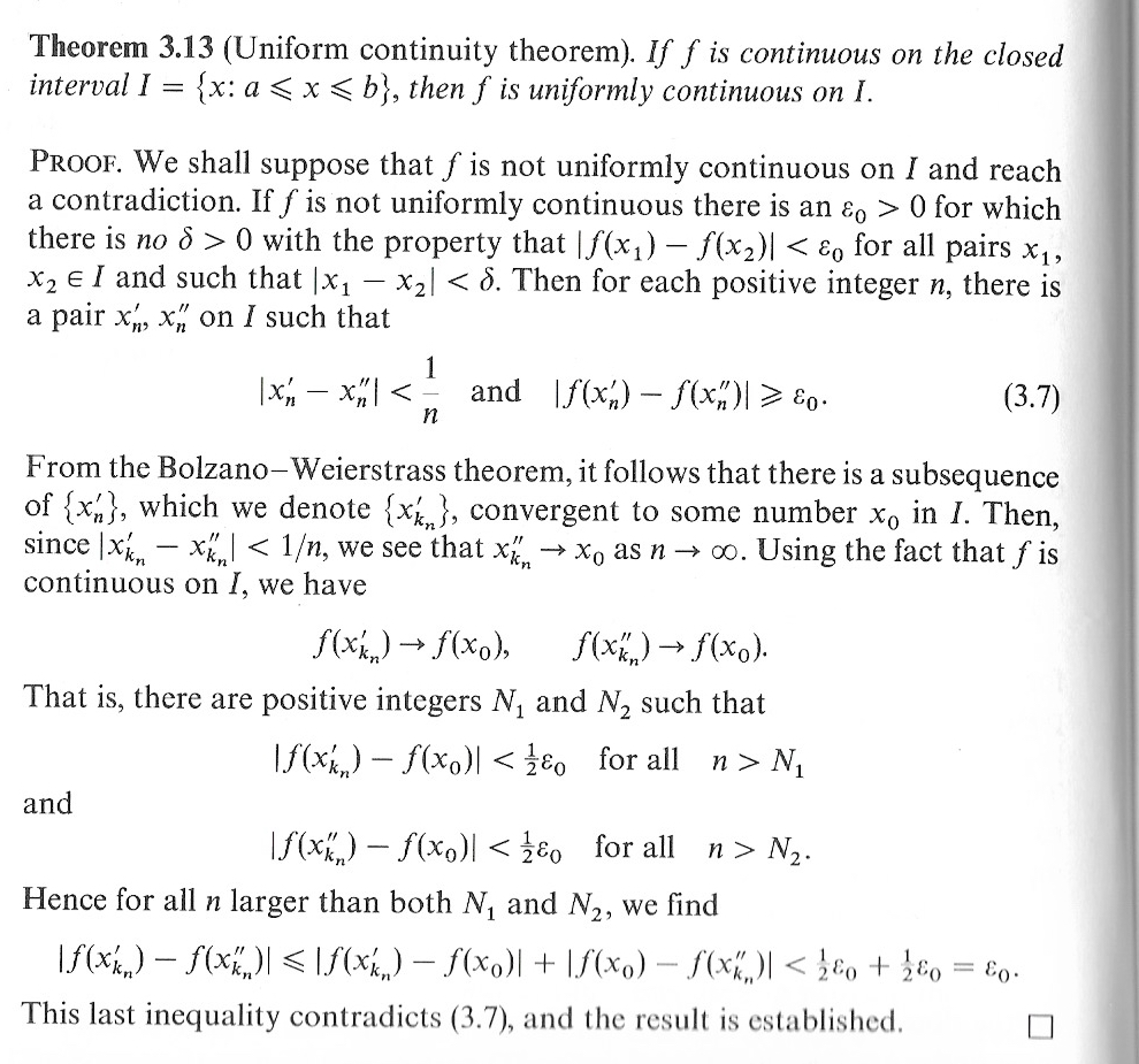 Prove the Uniform continuity theorem (Theorem 3.13)