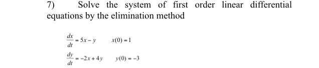 Solved Solve the system of first order linear differential | Chegg.com