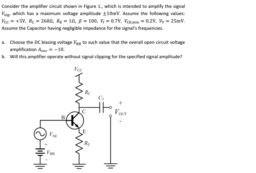 Solved Consider the amplifier circuit shown in Figure 1.,