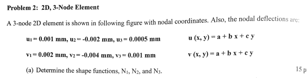 Solved A 3-node 2d element is shown in the following figure | Chegg.com
