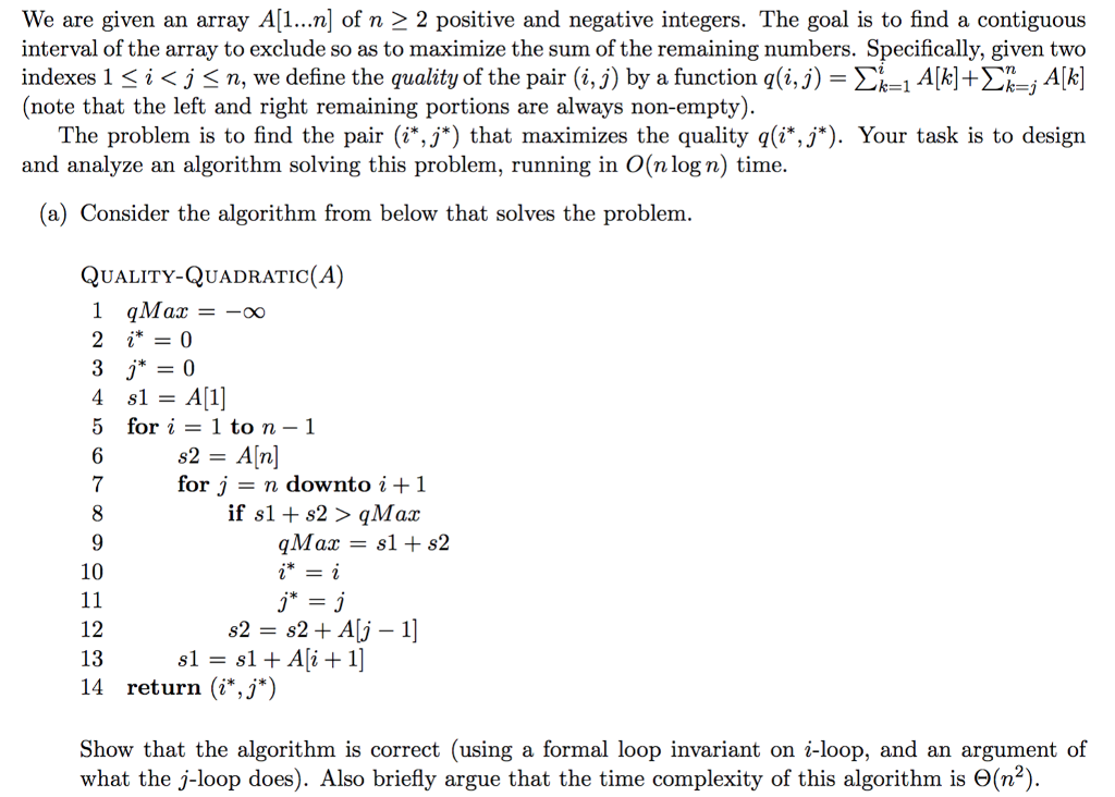 We Are Given An Array A[1n] Of N 2 2 Positive And 