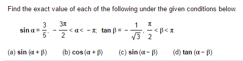 Solved Find the exact value of each of the following under | Chegg.com