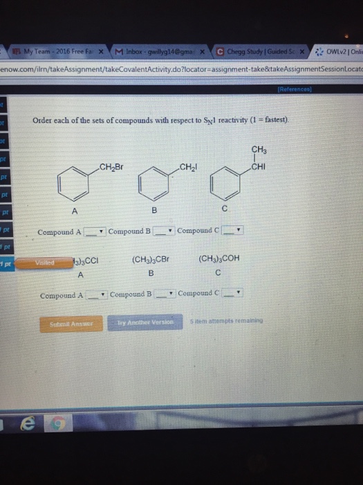 Solved Order each of the sets of compounds with respect to