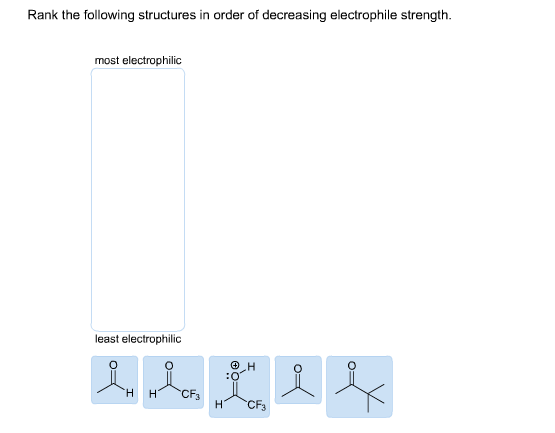 Rank The Structures In Order Of Decreasing Electrophile Strength.