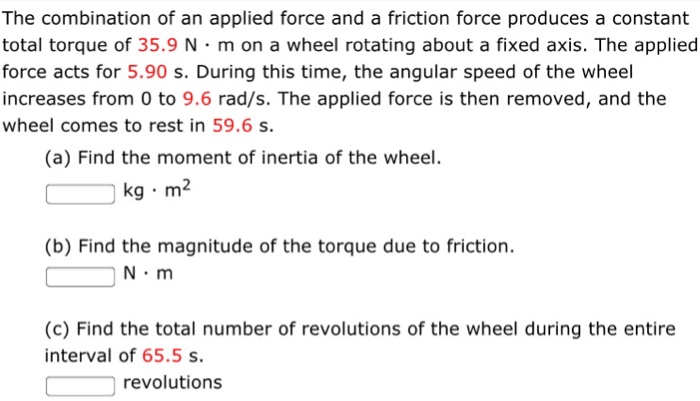 Solved The combination of an applied force and a friction | Chegg.com