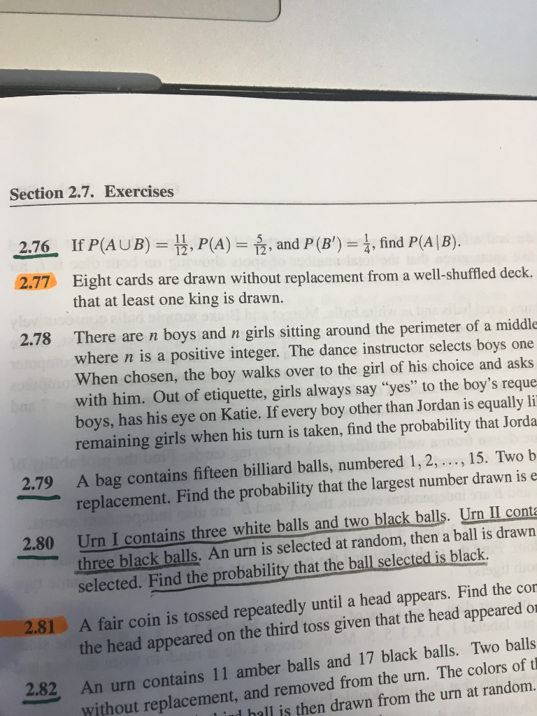 Solved Section 2.7. Exercises 2.76 If P(AUB) = 12, P(A) = f | Chegg.com