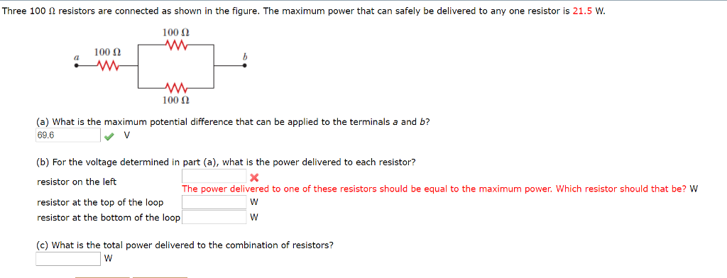 Solved Three 100 Ω Resistors Are Connected As Shown In The 