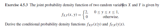 Solved Exercise 4.5.3 The joint probability density function | Chegg.com