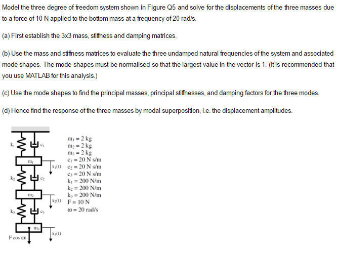 Model The Three Degree Of Freedom System Shown In 6477