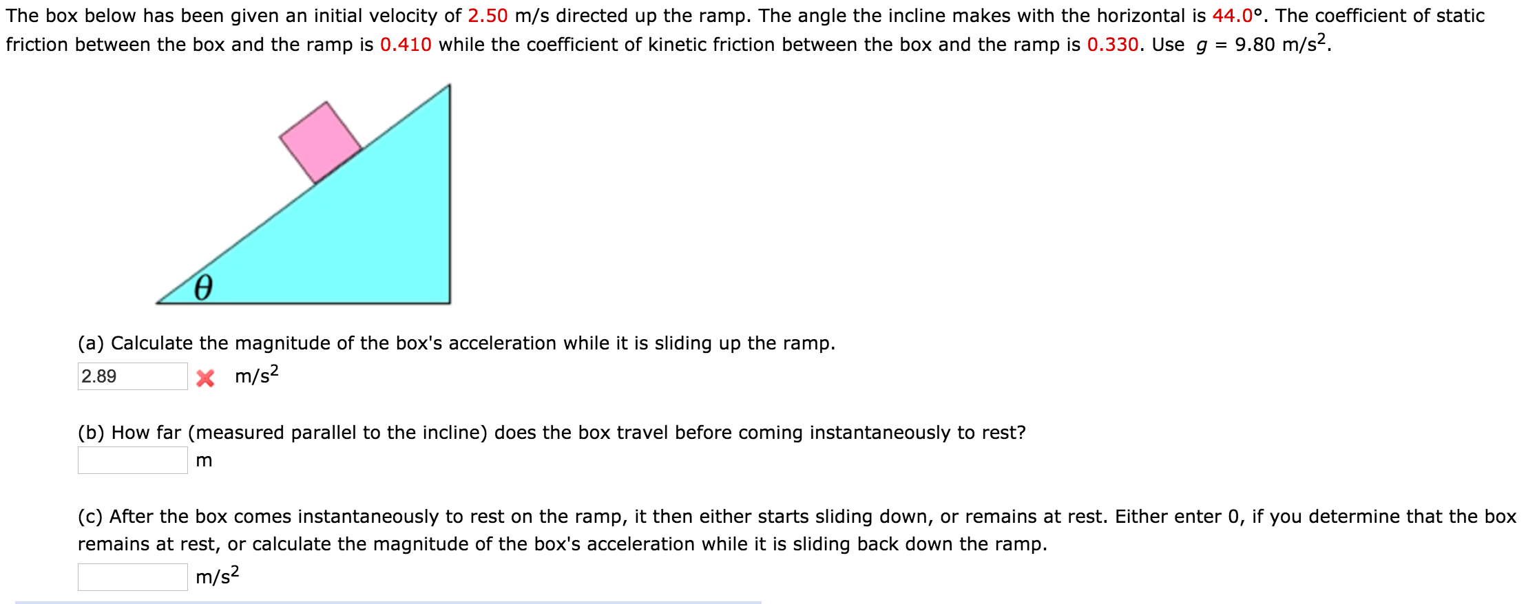 Solved The box below has been given an initial velocity of | Chegg.com